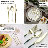 Ensemble de couverts en or écologiques de qualité supérieure, 5 pièces, design élégant, réutilisables pour les hôtels de luxe, la restauration et les fêtes, prix raisonnable