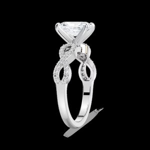 Bague de fiançailles en diamant de laboratoire taille radiant de 1,30 CTW, tige pavée torsadée, or massif 14 carats - Product Image 3