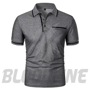 Camisa de Manga Corta para Hombre Bloodline, Color Sólido, Algodón Transpirable, Tejido de Punto, Secado Rápido, Corte Regular Formal, Marrón - Product Image 6