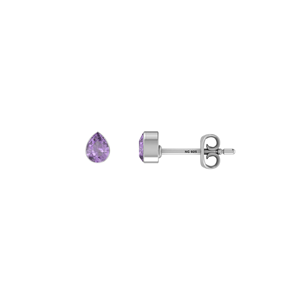 Boucles d'oreilles clous en argent sterling 925 avec améthyste naturelle de forme poire ovale, fermoir papillon, style tendance, sertissage en bezel, lot de 3, cadeau de fête - Product Image 2