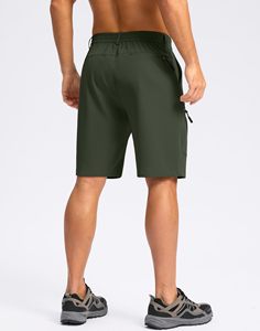 Pantalones cortos deportivos informales para hombre, pantalones cortos deportivos de secado rápido, cintura elástica cómoda, pantalones cortos de entrenamiento para correr de lona sólida - Product Image 2