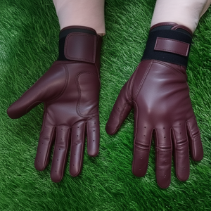 Guantes de Bateo de Béisbol Duraderos para Adultos, de Cuero, Ambidiestros, con Cierre de Velcro, Transpirables, para Softbol, Fácil Ajuste, Entrenamiento Deportivo - Product Image 1