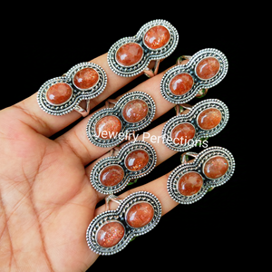 Nueva tendencia, venta al por mayor, anillo de piedras preciosas de piedra solar de Plata de Ley 925, estilo bohemio, fiesta de boda, respetuoso con el medio ambiente para mujeres - Product Image 2