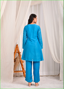 ชุดเซ็ต Saaj Sheesh Mahal Muh Chanderi สีน้ำเงิน - Product Image 2