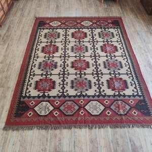 Taille personnalisée bohème laine Jute Kilim tapis Vintage zone décor à la maison pour chambre porte salon avec touche faite à la main - Product Image 2