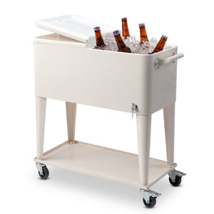 80QT <b>Long</b> Rectangle Plastic Cooler <b>Box</b> with Iron Legs 87.5*38.5*91cm Milk White Freezing & Insulating - Product Image 1