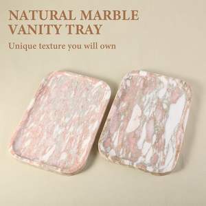 Plateau de toilette classique en céramique rouge Rosso avec finition marbrée pour comptoir de salle de bain, vaisselle, bijoux, décoration - Product Image 4