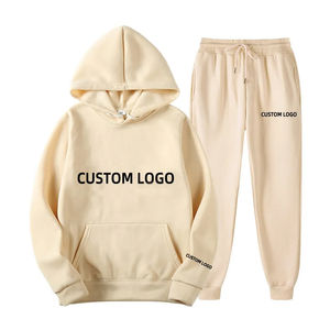 Traje deportivo de Color sólido personalizado Unisex suéter sudaderas con capucha sudadera polar cálido chándal suelto deportes pulóver conjuntos de hombres - Product Image 1