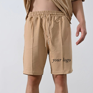 Pantalones cortos holgados informales lisos con cintura elástica, pantalones cortos de gimnasio de moda personalizados para hombre OEM/ODM 100% - Product Image 4