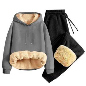 <b>Women's</b> Winter Breathable Plus Size 2 Piece Tracksuit Sets Fleece Hoodie Sweatshirts Sherp Lined Joggers <b>Sweatpants</b> - Product Image 6