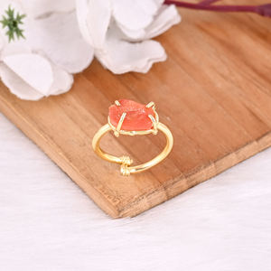 Classic Carnelian Gemstone <b>Ring</b> Yellow Gold Plated 925 <b>Sterling</b> <b>Silver</b> <b>Adjustable</b> <b>Ring</b> Weddings Parties Fashionable Gift Women - Product Image 4