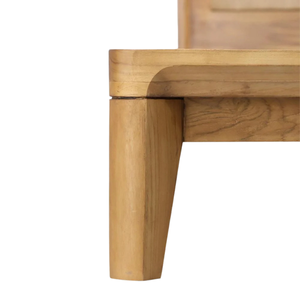 Lit de rangement en teck massif avec tête de lit à lattes verticales, design moderne et durable pour la chambre à coucher - Product Image 6