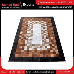 High Quality 100% Real Cowhide Leather Rug Elegant Embroidered Cow Skin Carpet for Prayer Luxurious Natural Rugs for Homes - Product Image 6
