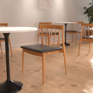 Set di 2 Sedie da Pranzo in Quercia con Schienale Angolato e Seduta Imbottita in PU, Stile Rustico per Soggiorni e Ristoranti - Product Image 6