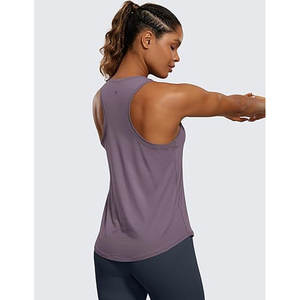 Débardeur d'entraînement en coton Pima pour femme Racerback Coupe ample Léger Sports Yoga Débardeur Lavande Gris - Product Image 2