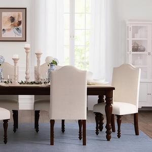 Ensemble de table à manger en teck massif moderne de luxe, 7 chaises en cuir, plateau en verre biseauté, meubles pour villa et hôtel - Product Image 6