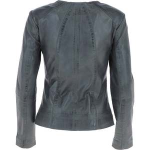 Chaqueta de cuero de otoño e invierno personalizada para mujer, diseño de cuello vuelto sólido con mangas completas y forro de satén transpirable - Product Image 3
