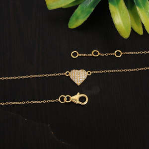 Gargantilla fina de plata de ley 92,5 con corazón de piedras preciosas CZ, longitud ajustable de 18 pulgadas, peso de 2,59 gramos, elegante y lujoso - Product Image 2
