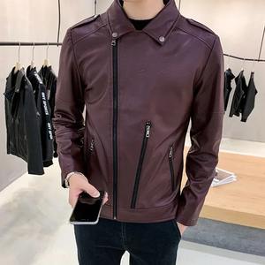 Veste décontractée et élégante en toile pour hommes, veste en cuir PU tendance automne/hiver pour jeunes, veste de moto en gros - Product Image 3