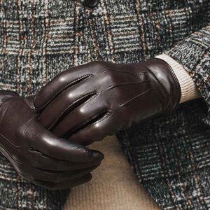 Nuevos Guantes de Piel de Cordero para Hombre, Color Personalizado, Forro de Cachemira, Uso Diario en Invierno, Estilo Sencillo, Tres Detalles Decorativos en la Parte Trasera, para Fiestas al Aire Libre - Product Image 5