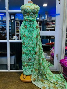 Encaje Jacquard Nigeriano de Lujo de Alta Calidad, 5 Yardas, Tela Brocada Africana de Organza, Tul Francés, Talla Grande, Bordado Ecológico - Product Image 2