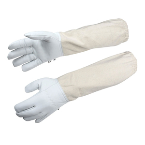 Guantes de apicultura de cuero de piel de cabra blanca de Venta caliente, lona de manga larga, protección, precio barato, OEM/ODM disponible - Product Image 6