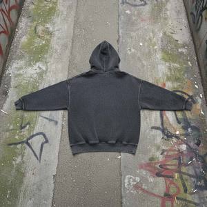 High Quality Polyester/Cotton French Terry Oil Wash Winter Hoodie Women Distressed Charcoal Streetwear Blank 3D Embroidery - Product Image 5