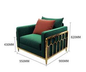 Collection de canapés design contemporains |   Ensemble de canapés en velours matelassé avec accents géométriques en métal, ensemble de canapés en velours de luxe - Product Image 5