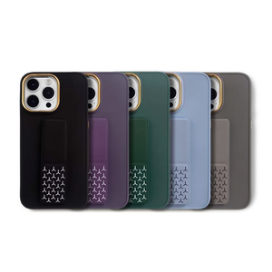 Coque de téléphone DAM 3D électroplaquée avec support et poignée pour iPhone 15 Pro, coque de protection magnétique en TPU+PC, plusieurs options de couleurs - Product Image 1