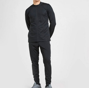 Conjunto Deportivo Unisex de 2 Piezas con Chaqueta Cortavientos de Nailon y Pantalones Deportivos de Poliéster con Cierre y Cuello Acanalado, Diseño Sólido y Transpirable - Product Image 1