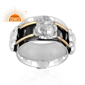 Bague spinner en argent sterling oxydé de conception faite à la main pour fabricant de bijoux personnalisés de fiançailles - Product Image 1