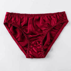 Vente en gros : Nouvelles culottes sexy pour femmes, sous-vêtements bordeaux, culottes simples personnalisables en soie, satin et élasthanne - Product Image 1