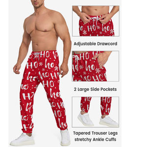 Pantalon de survêtement de Noël coupe décontractée pour hommes Pantalon de survêtement de Noël en polyester pour des vacances d'hiver confortables - Product Image 4