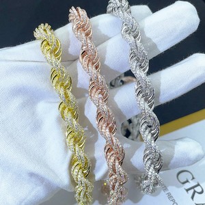 สร้อยคอเพชรโมอิสสีเงินประดับเพชรสีทอง18K ชุบทอง4mm สำหรับผู้ชาย - Product Image 2