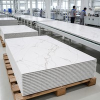 Panneau mural en PVC en marbre Statuario blanc, imperméable, revêtement décoratif intérieur