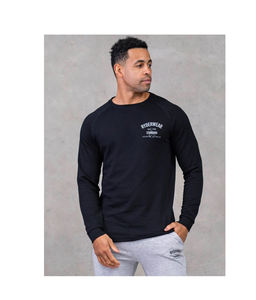 Sweat-shirt ample en coton pur rétro de style urbain pour homme, couleur unie, automne-hiver, bordures effilochées - Product Image 1