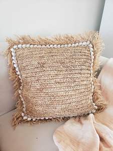 Funda de cojín de rafia hecha a mano de alta calidad para decoración del hogar, almohada/funda de cojín de rafia de ganchillo cuadrado a precio barato de ITHL - Product Image 2