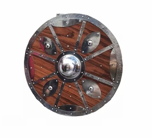 Escudo vikingo totalmente funcional para decoración del hogar, protección de batalla para uso en decoración del hogar, de hierro y madera, armadura vikinga Medieval, Escudo de diseñador - Product Image 1