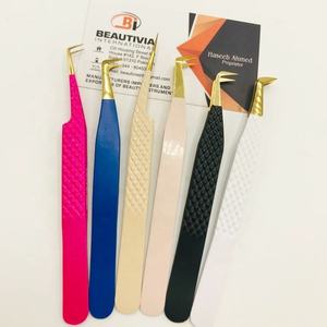 Pinzas de extensión de pestañas de acero inoxidable con revestimiento de Color personalizado profesional herramienta de aplicación de pestañas de Punta puntiaguda sostenible - Product Image 1