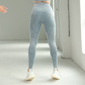 เลกกิ้งโยคะของผู้หญิงผ้าฝ้าย100% พิมพ์ซับลิเมชันตามสั่งผ้าถักโลโก้ตามสั่ง - Product Image 5