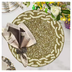 Manteles individuales bordados personalizados, diseño exclusivo elegante, venta al por mayor, Mantel Individual con cuentas de 13x13 pulgadas, al mejor precio asequible - Product Image 2
