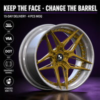Jantes forgées 2 pièces Gold Ten Spoke Star Silver Lip 18 19 20 21 pouces 5x112 5x114.3 5x120 BMW 320i