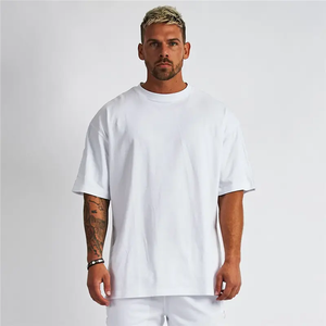 Venta al por mayor de tallas grandes cómodo suave 95% algodón 5% Spandex OEM impreso logotipo en blanco liso camiseta para hombres - Product Image 5