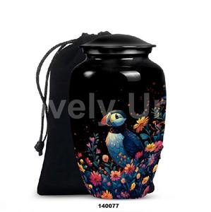 Urnas de cremación negras de aluminio para loros de alta calidad para cenizas humanas - Product Image 1