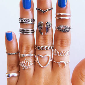Conjunto de anillos bohemios y bohemios para mujer, 15 piezas - Product Image 1