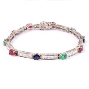 Semi Precious Multi Stone <b>Bracelet</b> <b>Solid</b> Sterling <b>Silver</b> Celtic Design Celtic Stone Size 6X4mm Bulk Product Handmade - Product Image 3