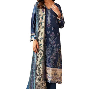 Mujeres paquistaníes nuevo diseño césped Shalwar Kameez con Dupatta mejor venta precio 100% vestido de seda pura para damas - Product Image 1