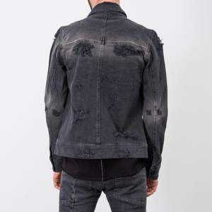 แจ็กเก็ตผ้ายีนส์สำหรับผู้ชายเสื้อแจ็กเก็ตผ้ายีนส์ลายกรดซีดๆสำหรับใส่กลางแจ้ง - Product Image 4