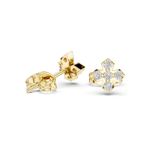 Boucles d'oreilles en forme de croix avec diamants cultivés en laboratoire, 0,184 CT, clarté VVS-VS, or 18 carats, 14 carats, 10 carats et argent 925, or rose, or jaune, or blanc - Product Image 4