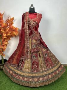 Timeless Royal Bridal Lehenga con Multi Color 12 Kali y Heavy Jarkan Work Double Dupatta Flair 6M Look de boda tradicional - Product Image 6